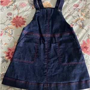 Jacadi jeans dress blue with red stitching.